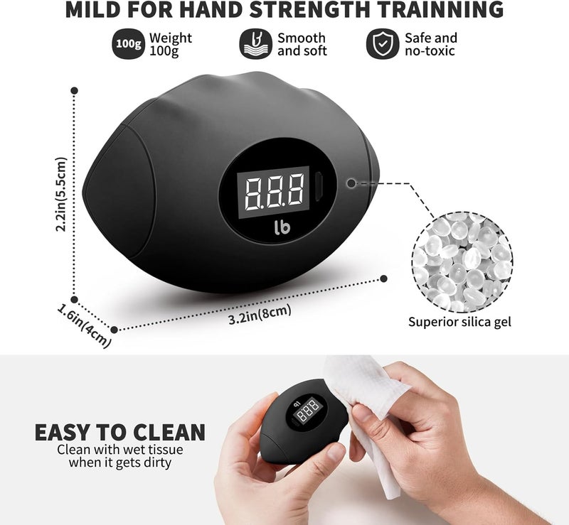 DIOTUSS Hand Grip Strengthener, Rechargeable Digital Grip Strength Trainer up 220.4 Lbs(100kg) Hand Grip Exerciser Equipment for Strength Training-Forearm-Gripper-Finger, Stress Balls for Adults/Kids - Image 3